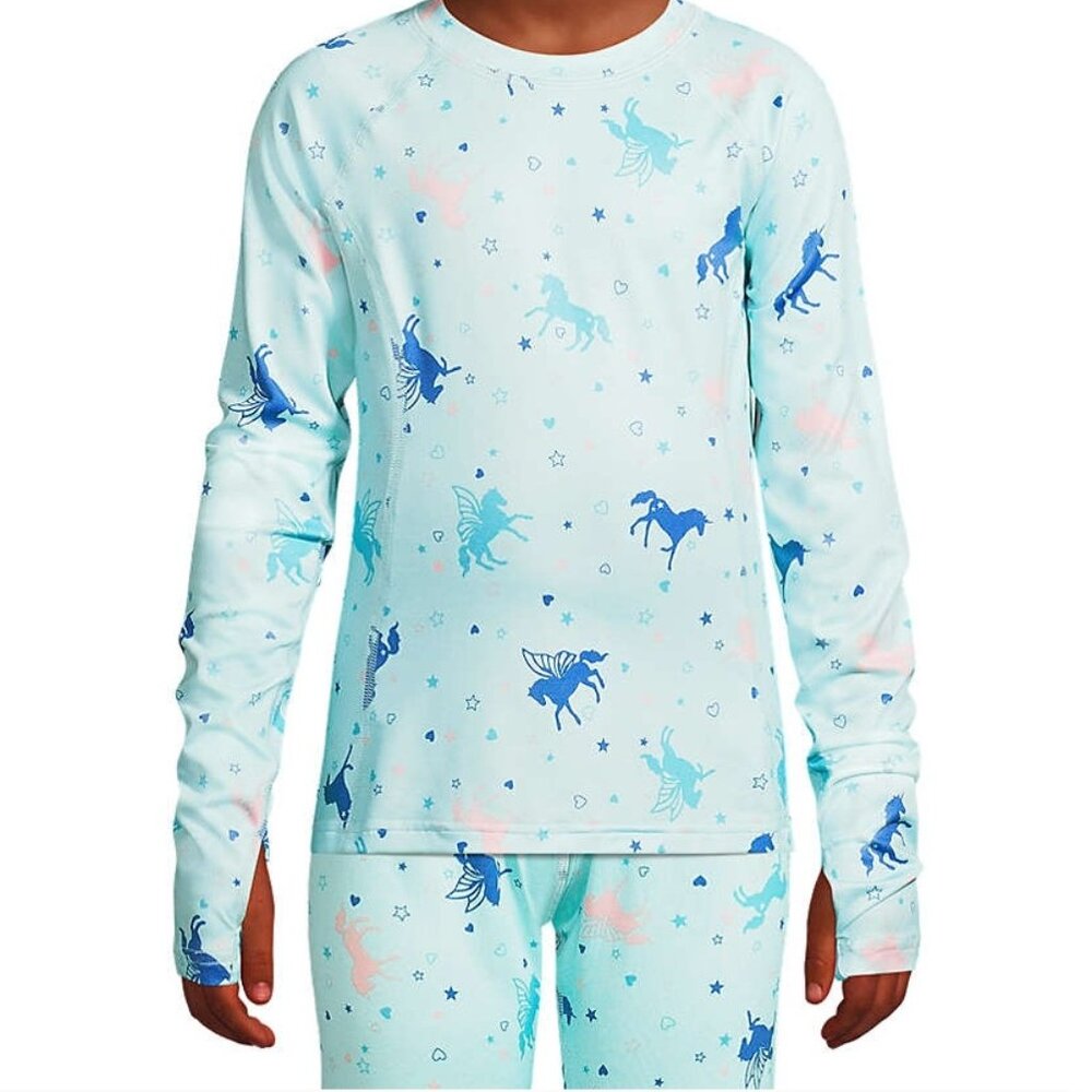 Lands End - Girls Thermal Base Layer Pajamas Shirt & Pants Size Large NWT